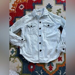 Velvet Heart Denim light blue button-up shirt with a relaxed fit